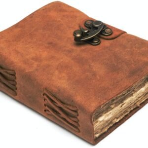 Witchcraft~Leather Journal with Lock - Book of Shadows Journal, Vintage Journal, Thick Journal, Writing Journal, Handmade Antique Deckle Edge Paper, Vintage Leather Journal (9" x 6", Vintage Brown)