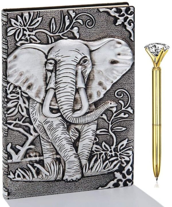 Witchcraft~Embossed Leather Journal Writing Notebook - Antique Handmade Leather Daily Notepad Sketchbook, Travel Diary & Notebooks to Write in, Phoenix Gift For Men & Women, with Golden Classic Pen, (Bronze)