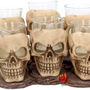 Dark Collection~Six Shooter Skulls (Set of Six) Shot Glasses 14cm Ivory
