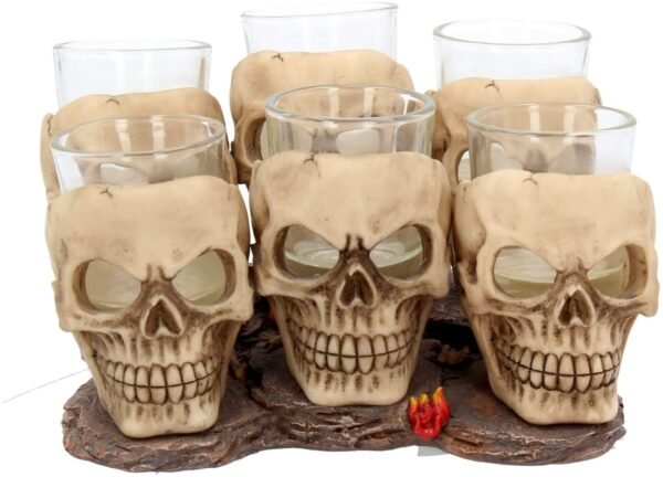 Dark Collection~Six Shooter Skulls (Set of Six) Shot Glasses 14cm Ivory
