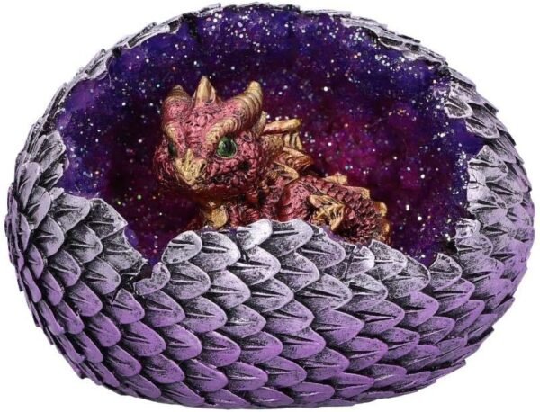 Nemesis Now U4999R0 Red Geode Home Glittering Hatchling and Egg Figurine, Polyresin, One Size