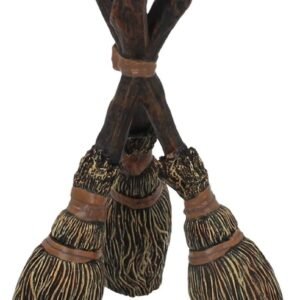 Wiccan Collection~Broomstick Tea Light 20.5cm Candle Holder, Brown