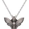 SanLan Death Head Moth Pendant Necklace Wicca Jewelry Goth Moth and The Moon