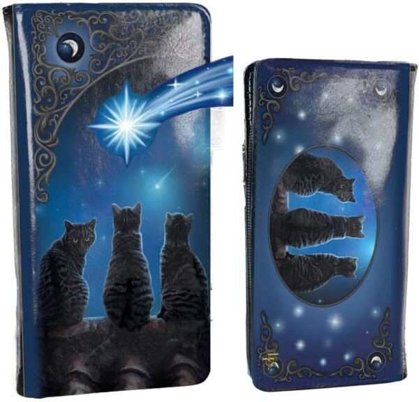 Artist Collections~ B3940K8 Wish Upon a Star Lisa Parker Embossed Purse 18.5cm Blue, PU