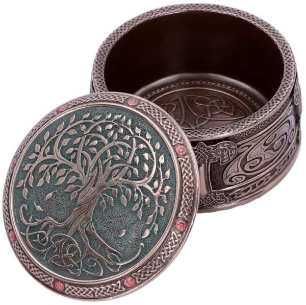 Wiccan Collection~Tree of Life Box 10cm, Resin, Bronze, One Size