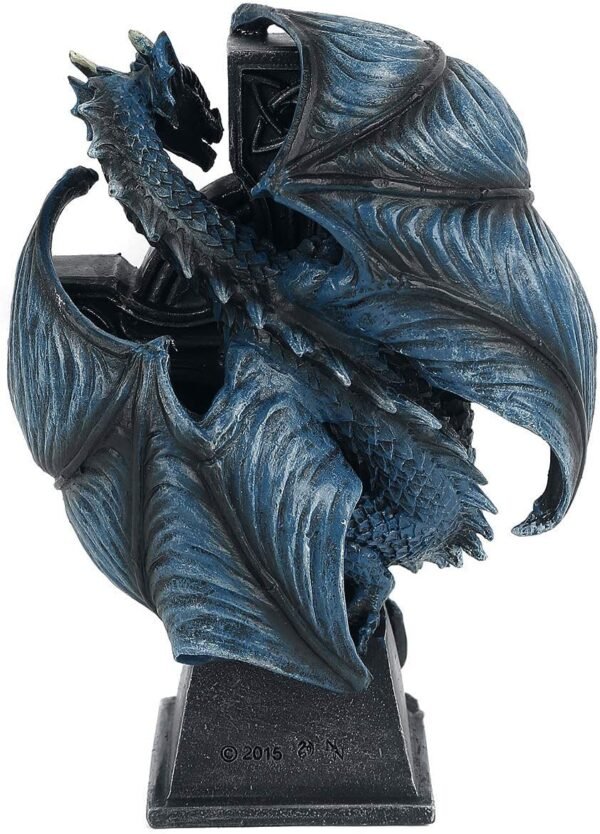 Artist Collections~ B3602J7 Draco Clock Anne Stokes 17.8cm, Resin, Blue, One Size