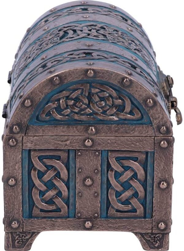 Mythology Collection~ Bronze and Blue Valhalla's Vault Viking Chest Box, 15cm