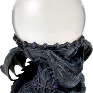 Magicun N.Giftware~Dragon Beauty Crystal Ball Holder Anne Stokes 18cm, Resin, Grey