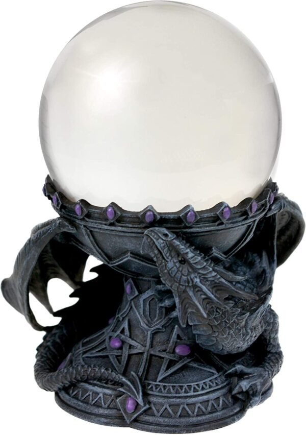 Artist Collections~ Dragon Beauty Crystal Ball Holder Anne Stokes 18cm, Resin, Grey