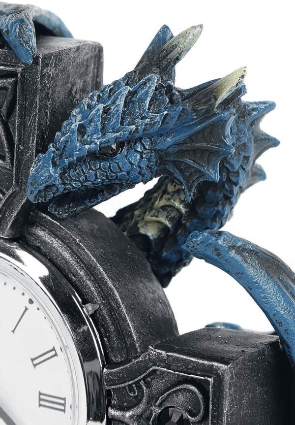 Artist Collections~ B3602J7 Draco Clock Anne Stokes 17.8cm, Resin, Blue, One Size