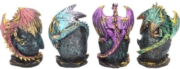 Nemesis Now Geode Keepers Set of Four Figurine 12cm Gold, Resin