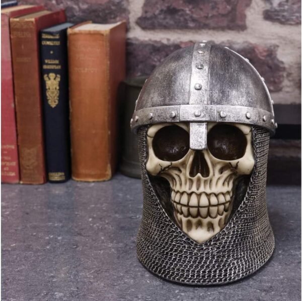 Dark Collection~U4525N9 Knight To Remember Skull Figurine 16.2cm Silver, Resin, One Size