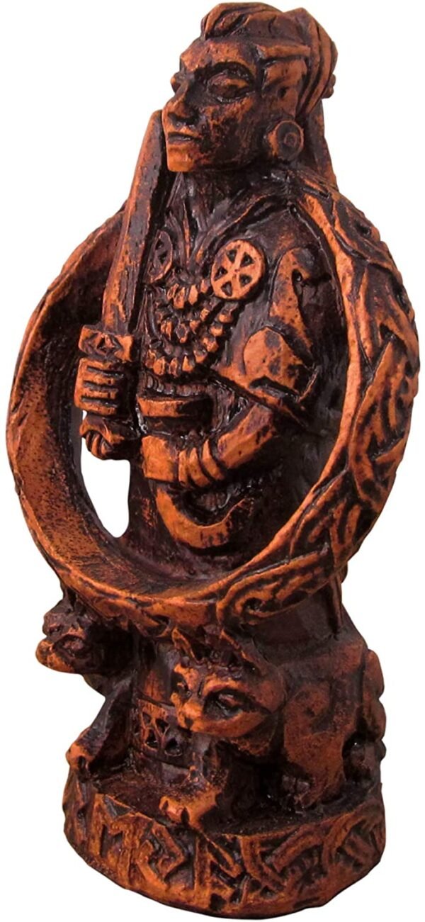 Magicun Altar~Dryad Design Goddess of Love and War Freya Figurine - Wood Finish