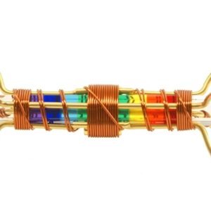 Crystal Wand - Meditation Healing Tool - Sky Vajra with Magnets & Copper Wire - 10"
