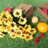Witchcraft~SNAIL GARDEN Artificial Sunflower, 6 Bunches Silk Sunflowers Bouquet-7 Heads 3" Real Looking Fake Helianthus Per Pack with Green Leaves for Home Office Wedding Garden Party Decoration