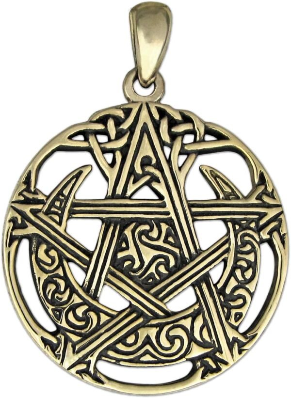 Bronze Cut Out Moon Pentacle Pendant