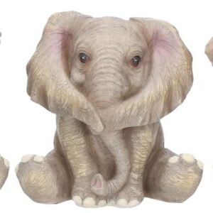 Magicun N.Giftware~Three Baby Elephants Figurine 12cm Grey