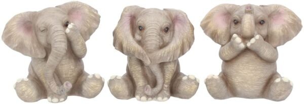 Animal Collection~ Three Baby Elephants Figurine 12cm Grey