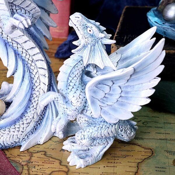 Artist Collections~ Anne Stokes Age Small Silver Dragon Figurine, White, 11.5cm