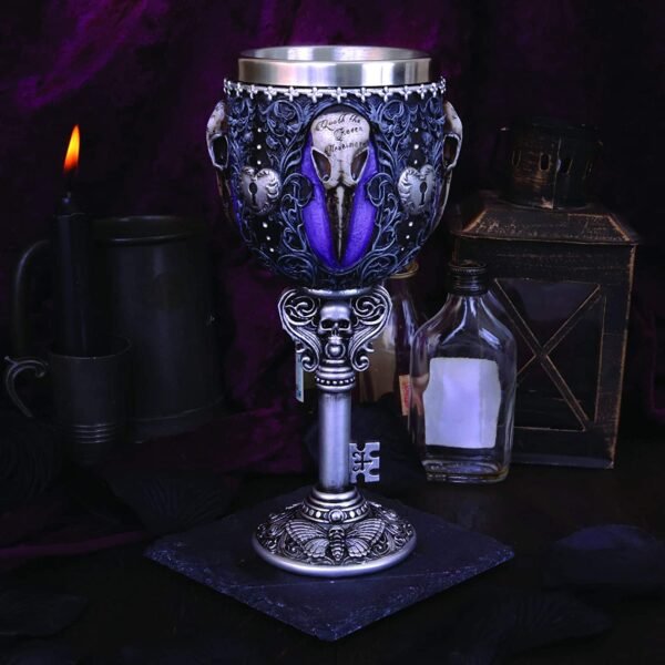 Dark Collection~B4725P9 Edgar's Raven Goblet 18cm, Resin w. Stainless Steel