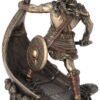 Magic  Collection~9.5 Inch Norse Viking Warrior Standing On Long Ship Prow Antique Bronze Finish Statue