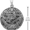 Sterling Silver Moon Pentacle Pentagram Aromatherapy Locket; 1 Inch Diameter