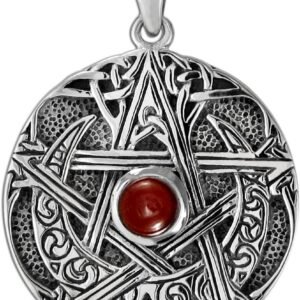71ggt16yKrL._AC_SL1200 Sterling Silver Moon Goddess Pentacle Pendant with Natural Garnet