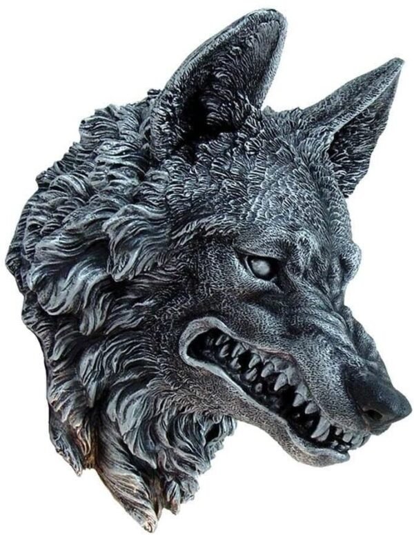 Animal Collection~ Wolf Wall Plaque 30cm, Polyresin, Black