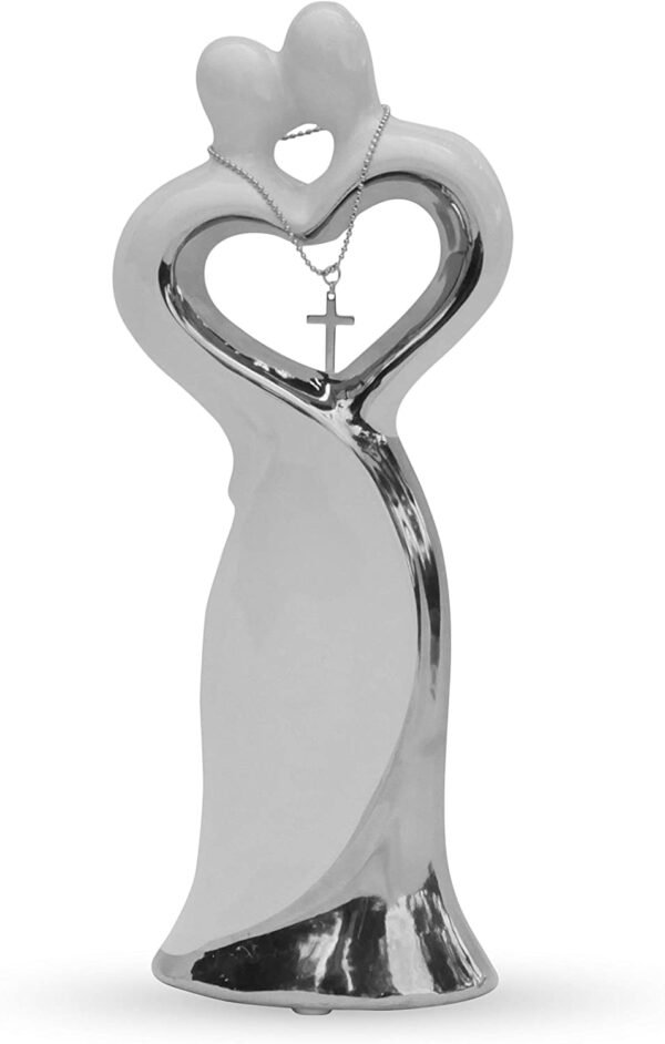 Magic  Collection~epiphaneia Christian Wedding Statue with Poem and Cross in Heart - Wedding Gifts for The Couple in Love, Engagement, Anniversary, Bridal Shower, Present for Bride & Groom, Religious Marriage