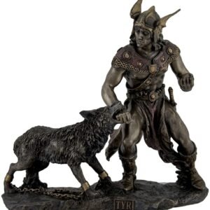 Magic  Collection~Norse God Tyr Battling Fenrir Bronze Finish Statue