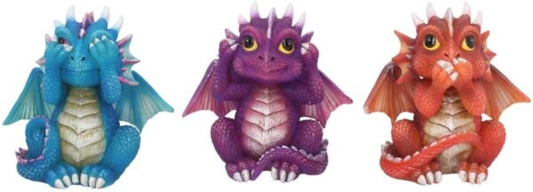 Nemesis Now B3756K8 Three Wise Dragonlings Figurine 8.5cm Red, Resin
