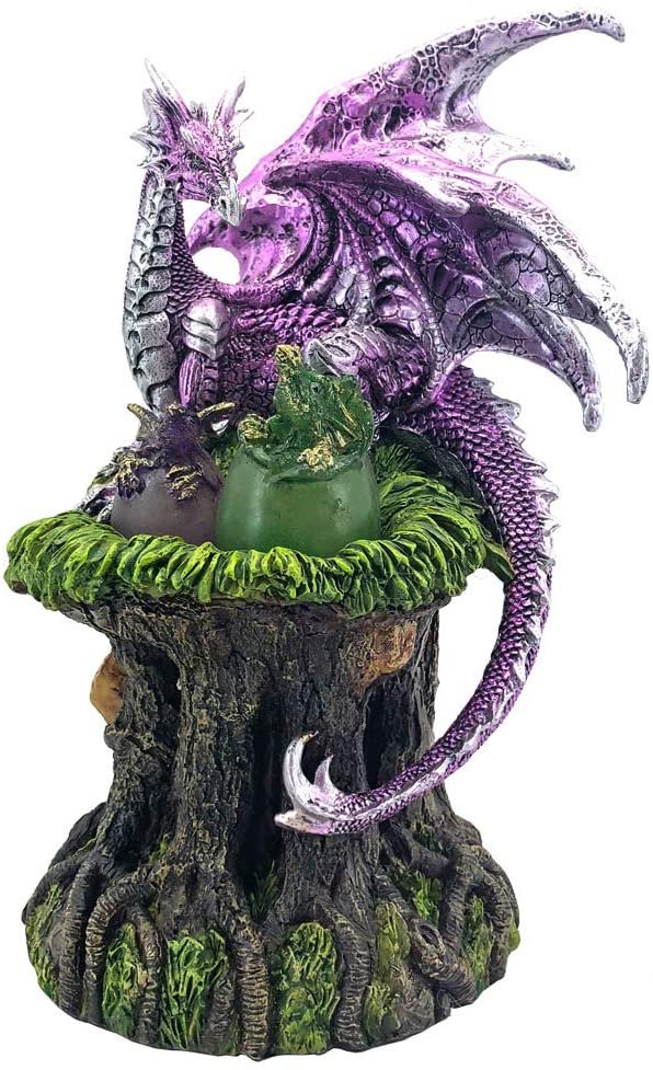 Fantasy Collection~ Home of The Hatchlings Metallica Mother and Young Dragon Next Figurine, Polyresin, Purple, One Size