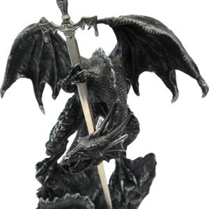 71kYNWtuONL._AC_SL1500 Fantasy Collection~ Black Dragon Sword 22.5cm Letter Opener, Resin