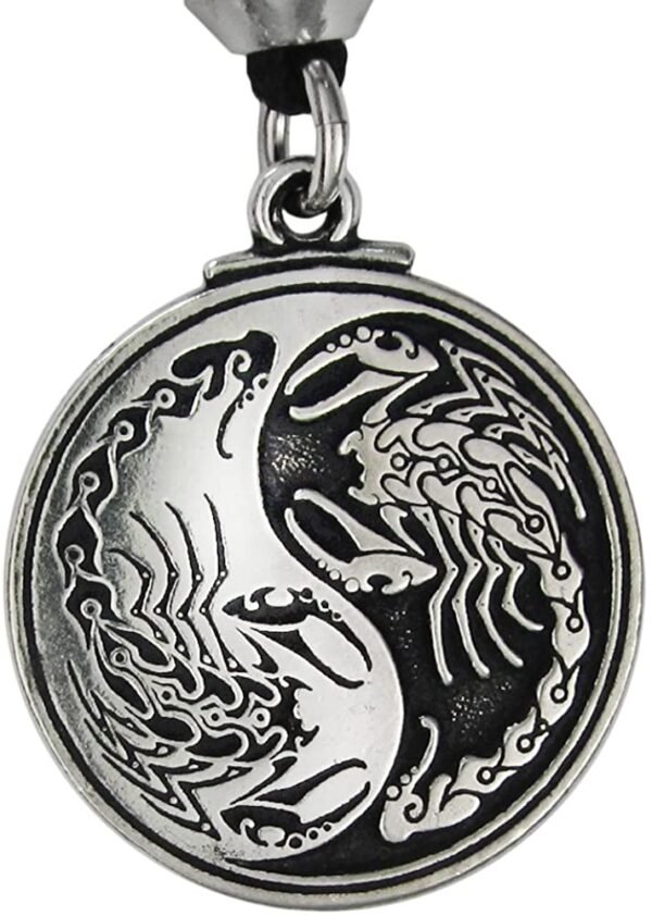 Soloman Pentant~Pewter Scorpion Yin Yang Symbol Pendant Necklace