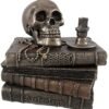 Magic  Collection~Bronze Wizard`s Study Books and Skull Trinket Stash Box