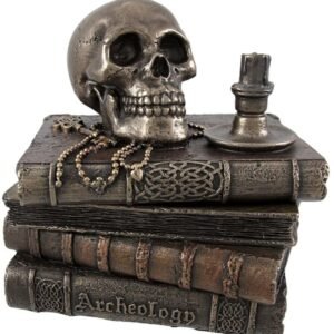 Magic  Collection~Bronze Wizard`s Study Books and Skull Trinket Stash Box