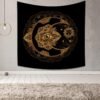 Tarot Style Tapestry Golden Moon Eye Floral Burning Sun Stars  Divination Wall Hanging Hall Home Decor Bedroom Living Room Tablecloth Blanket