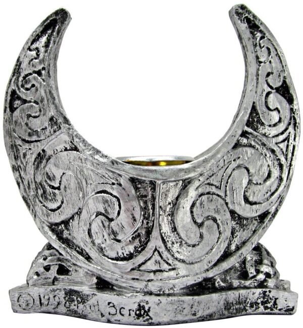 Magicun Altar~Dryad Design Moon Candle Holder Silver Finish
