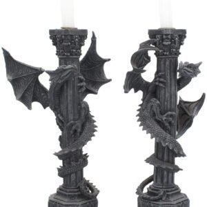 Nemesis Now Guardians of The Light Set of 2 28cm Candle Holder, Black
