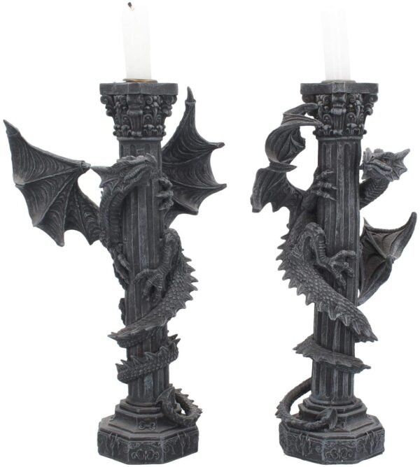 Nemesis Now Guardians of The Light Set of 2 28cm Candle Holder, Black