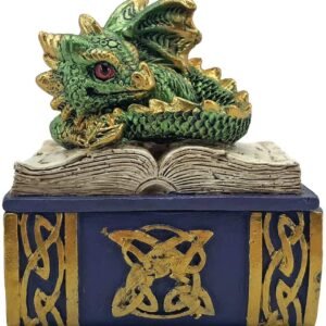 Fantasy Collection~ Green Bedtime Stories Dragon Book Box, Polyresin, One Size