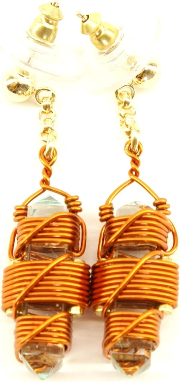 Crystal Healing Earrings in Copper Wire - Quartz Crystal Vibrational Healing Tools