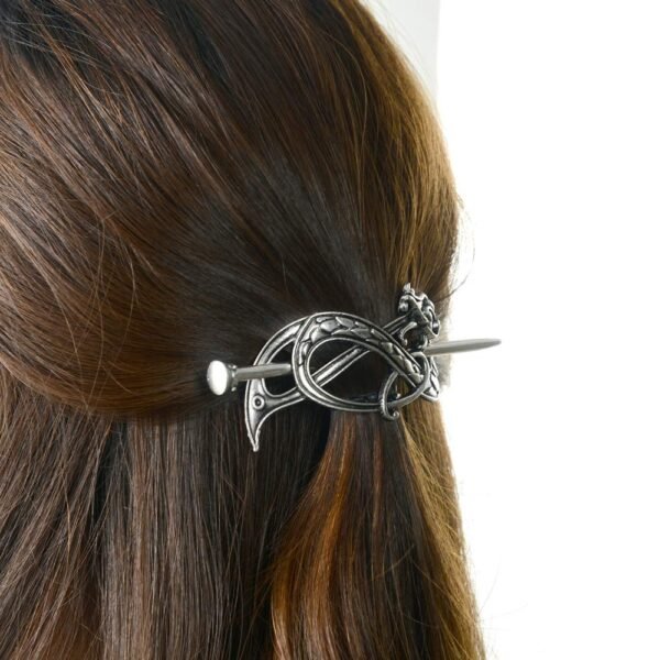 Viking Dragon Hair Hairpins Clips- Norse Celtic Knot Hair Accessories Hair Slide Hair Barrettes Irish Hair Decor for Long Hair Jewelry Braids Hair Stick With Dragon Design (AN-C1)