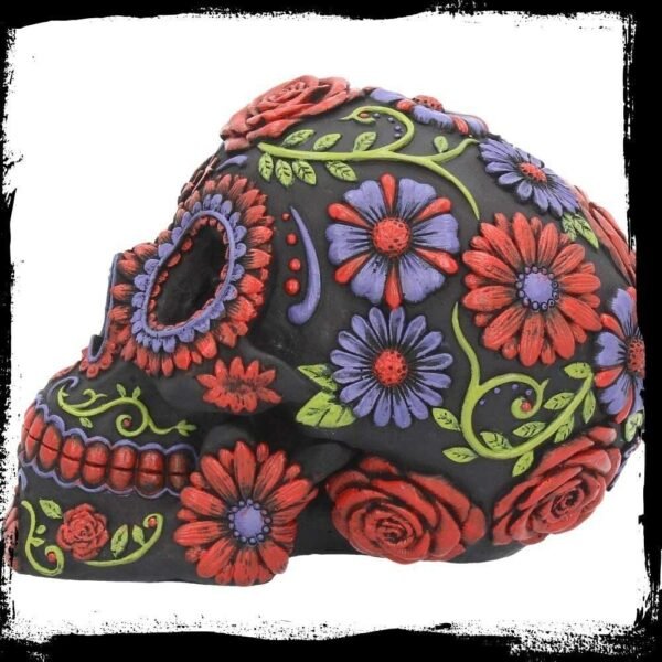 Magicun N.Giftware~Sugar Blooms Skull Figurine 18cm Black, Resin