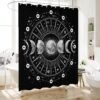 Shower Curtain - Print Polyester Fabric Waterproof Shower Curtain by iLiveX, Machine Washable, Hooks Included, Bathroom Decoration, 72"x72", Black White Sun Moon Stars Mysterious Wizard Tarot