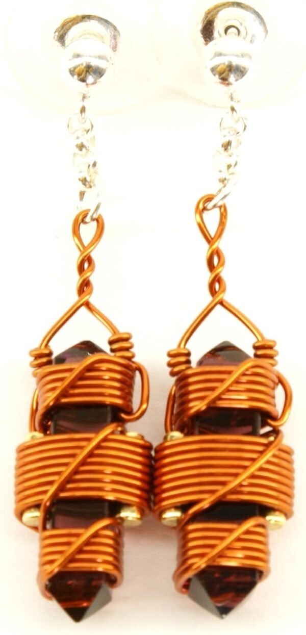 Crystal Healing Earrings in Copper Wire - Quartz Crystal Vibrational Healing Tools