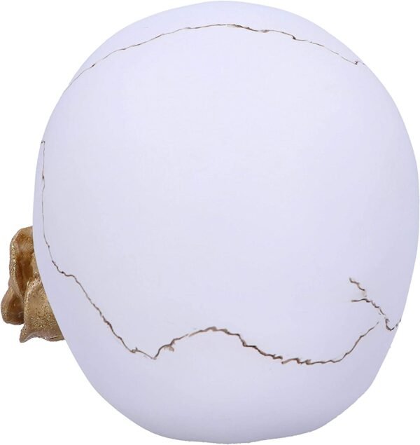 Dark Collection~Floral Fate Golden Rose Skull Ornament, White, 17.5cm