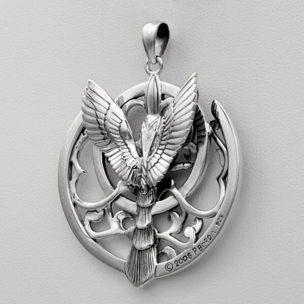 Sterling Silver Queen of Heaven Asarte Goddess Astroglobe Pendant - 1.75 Inches Diameter