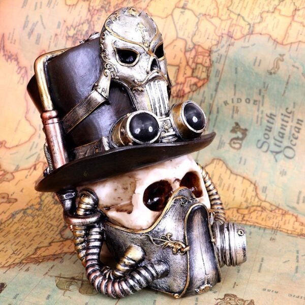 Steampunk Collection~Steampunk Breathe Easy Venetian Mask Skull Ornament, Silver, 19.5cm