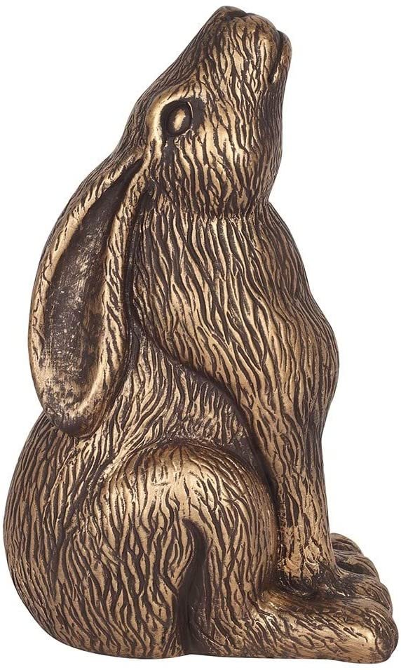 Spirit of Equinox Moon Gazing Hare Terracotta Garden Ornament - Bronze - 31 cm